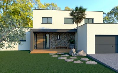 Esquisse 3D Villa contemporaine demi étage 150m2