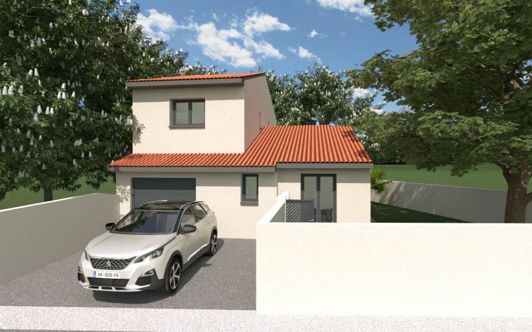 Permis de construire, plans, visuels 3D Villa contemporaine 100m2