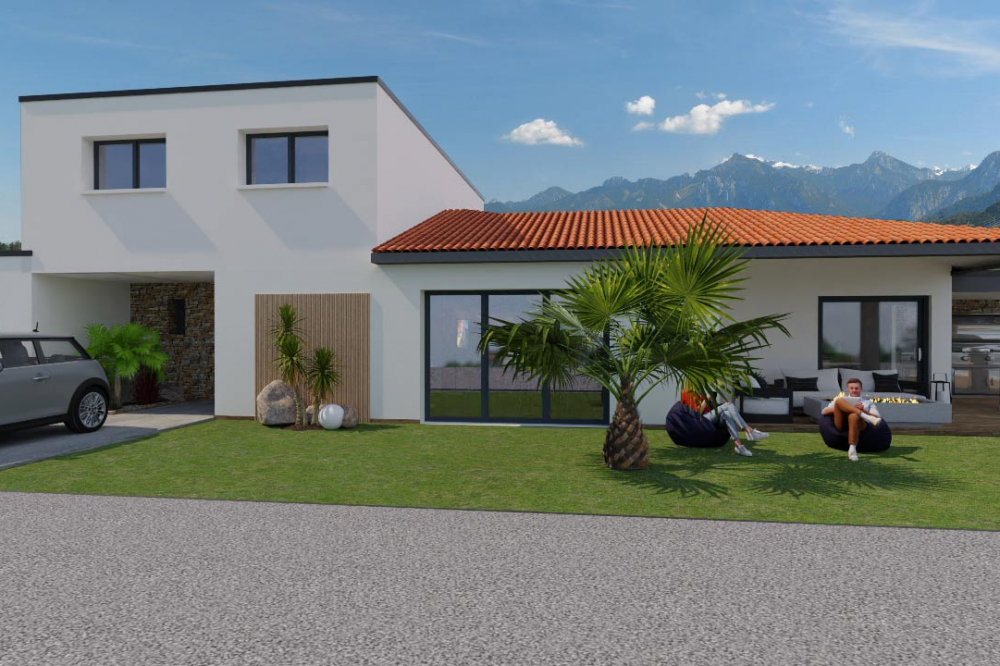 villa-contemporaine-130M²-demi-etage-facade-avant