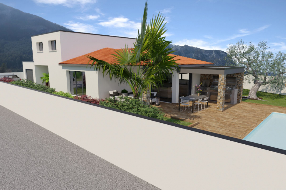 villa-contemporaine-130M²-demi-etage-facade-rue