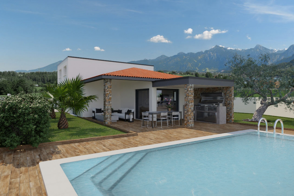 villa-contemporaine-130M²-pignon-vue-piscine