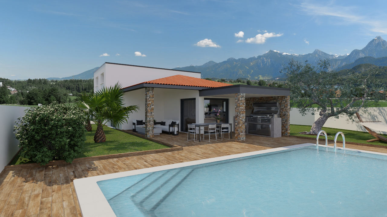 villa-contemporaine-130M²-pignon-vue-piscine