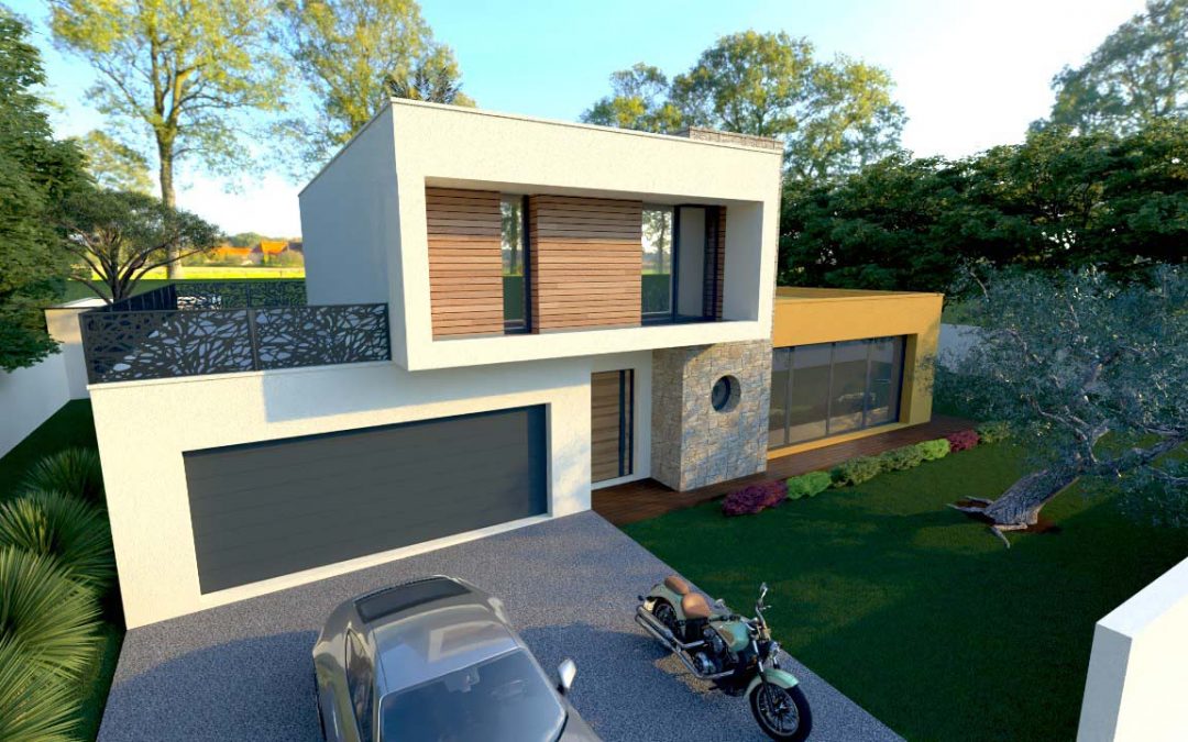 Conception plans et esquisses 3D villa architecte 180m2