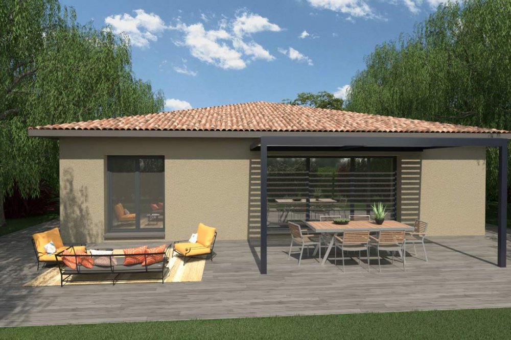 villa-plain-pied-spacieuse-110m²-facade-jardin