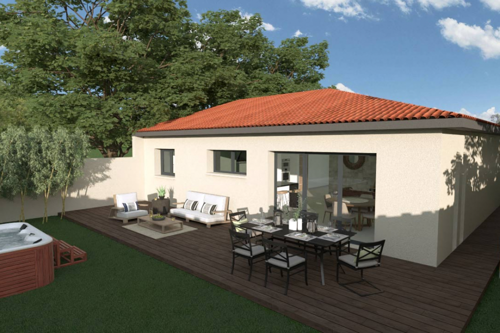 villa-plainpied-3faces-95M²-facade-jardin-jacuzzi